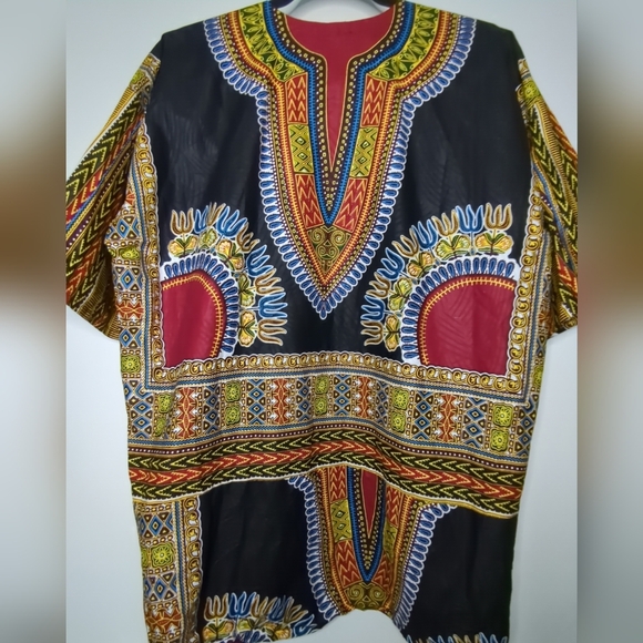 Beautiful Ankara Dashiki Shirt Great Colors NWOT Cotton Size L - Picture 9 of 12